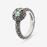 Anello Cocktail Texture Riccio di Mare in Argento 925 placcato Rutenio con Pietra