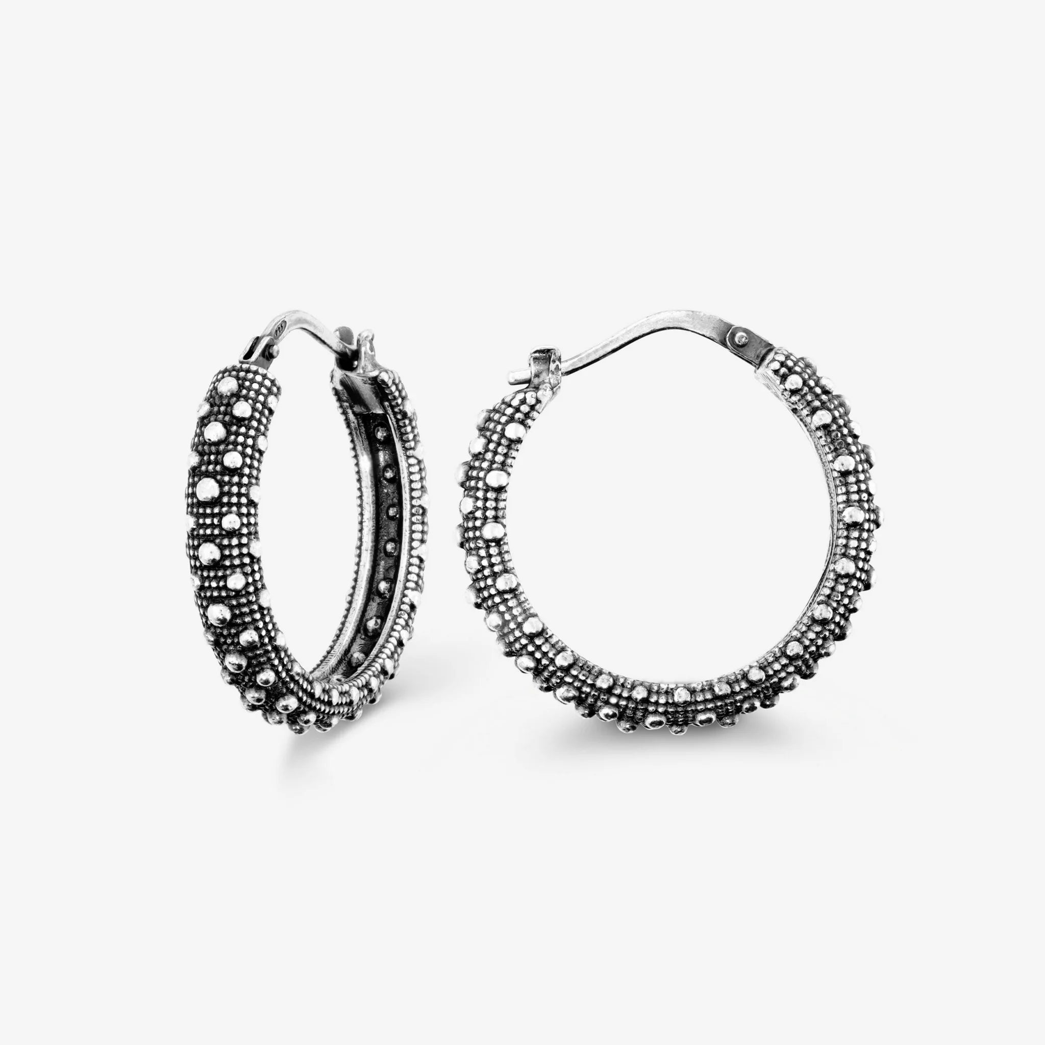 Orecchini a Cerchio Texture Riccio di Mare in Argento 925