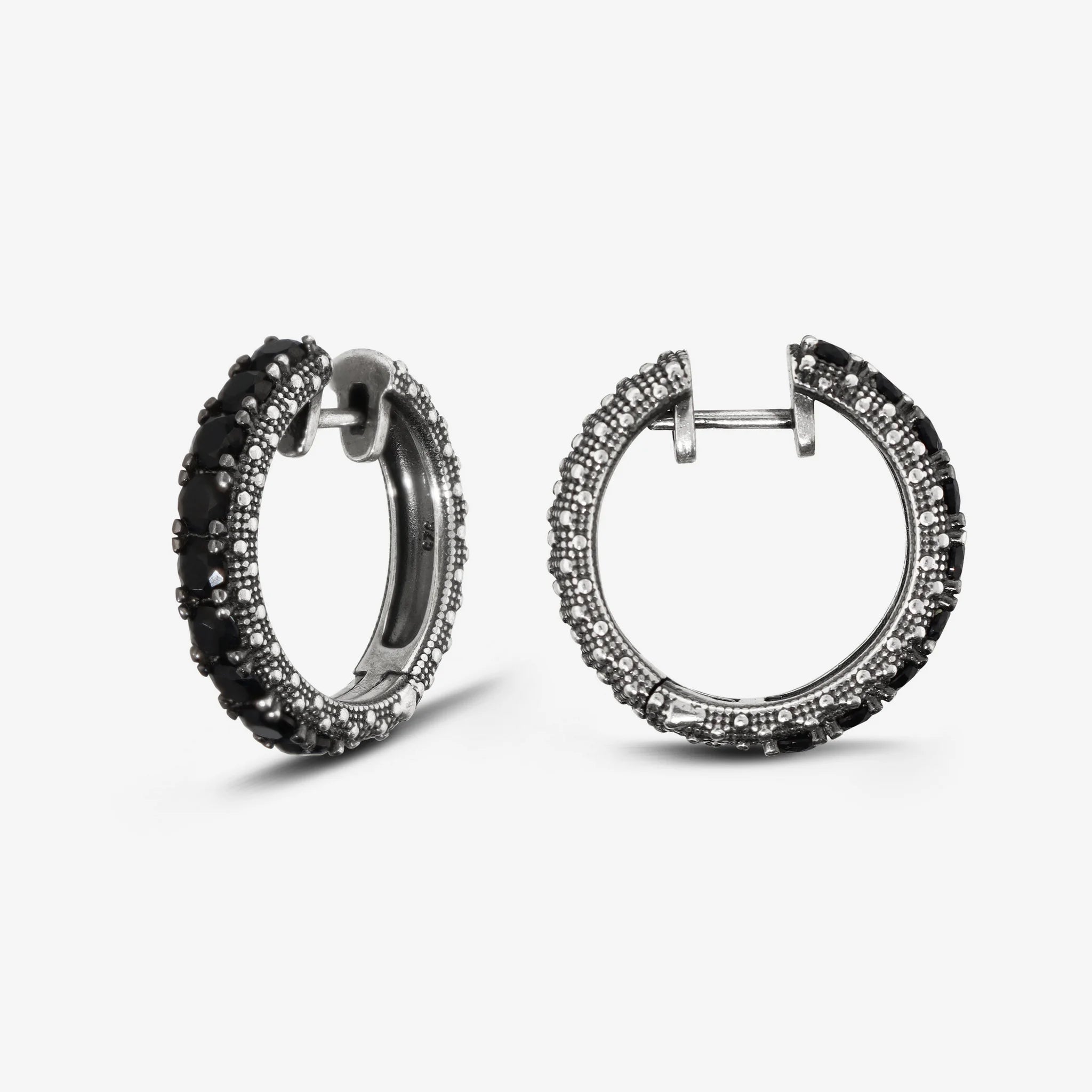 Orecchini a Cerchio Grandi Texture Riccio di Mare con Pietre