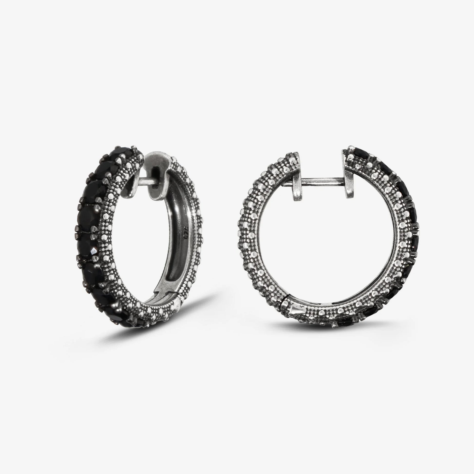 Orecchini a Cerchio Grandi Texture Riccio di Mare con Pietre