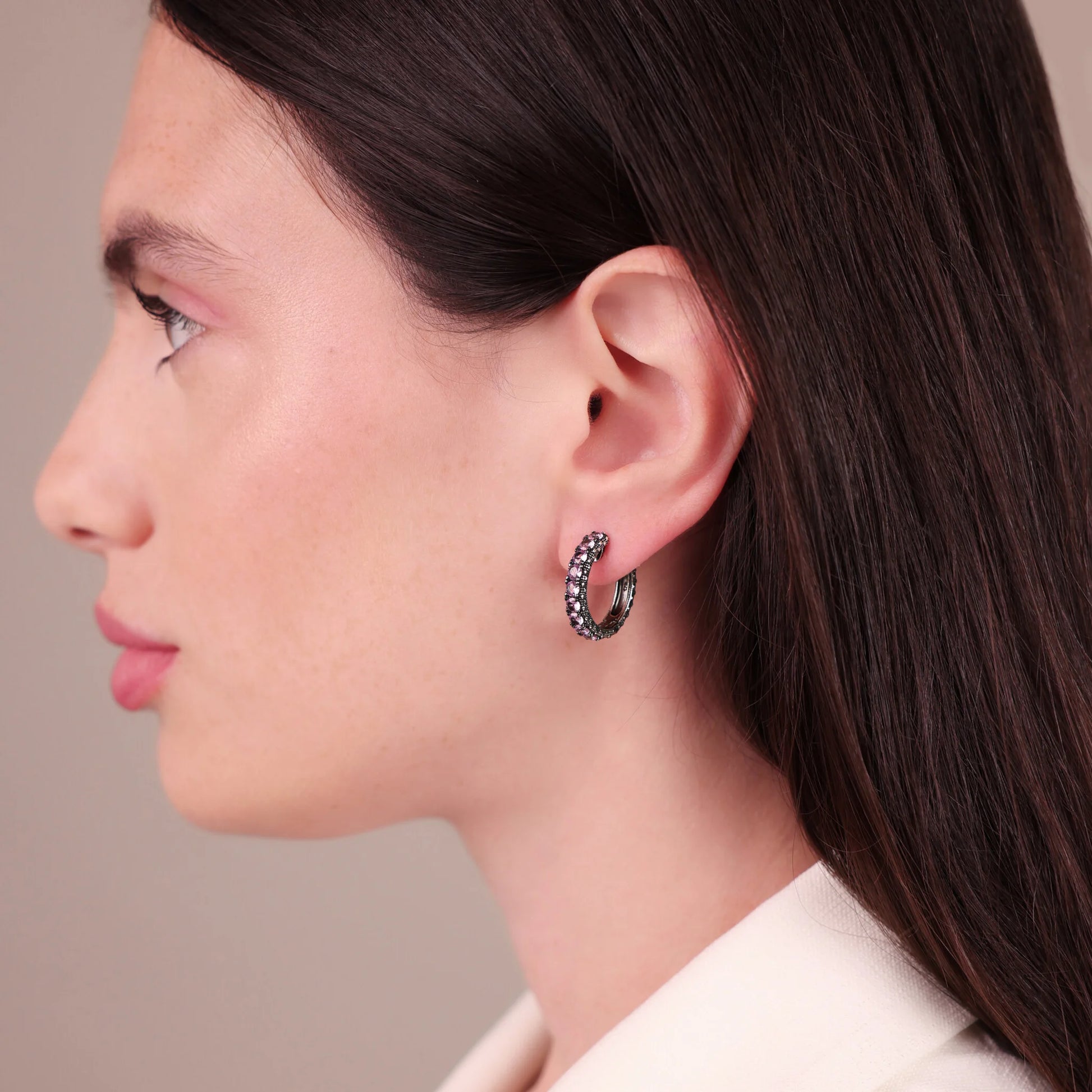 Orecchini a Cerchio Grandi Texture Riccio di Mare con Pietre