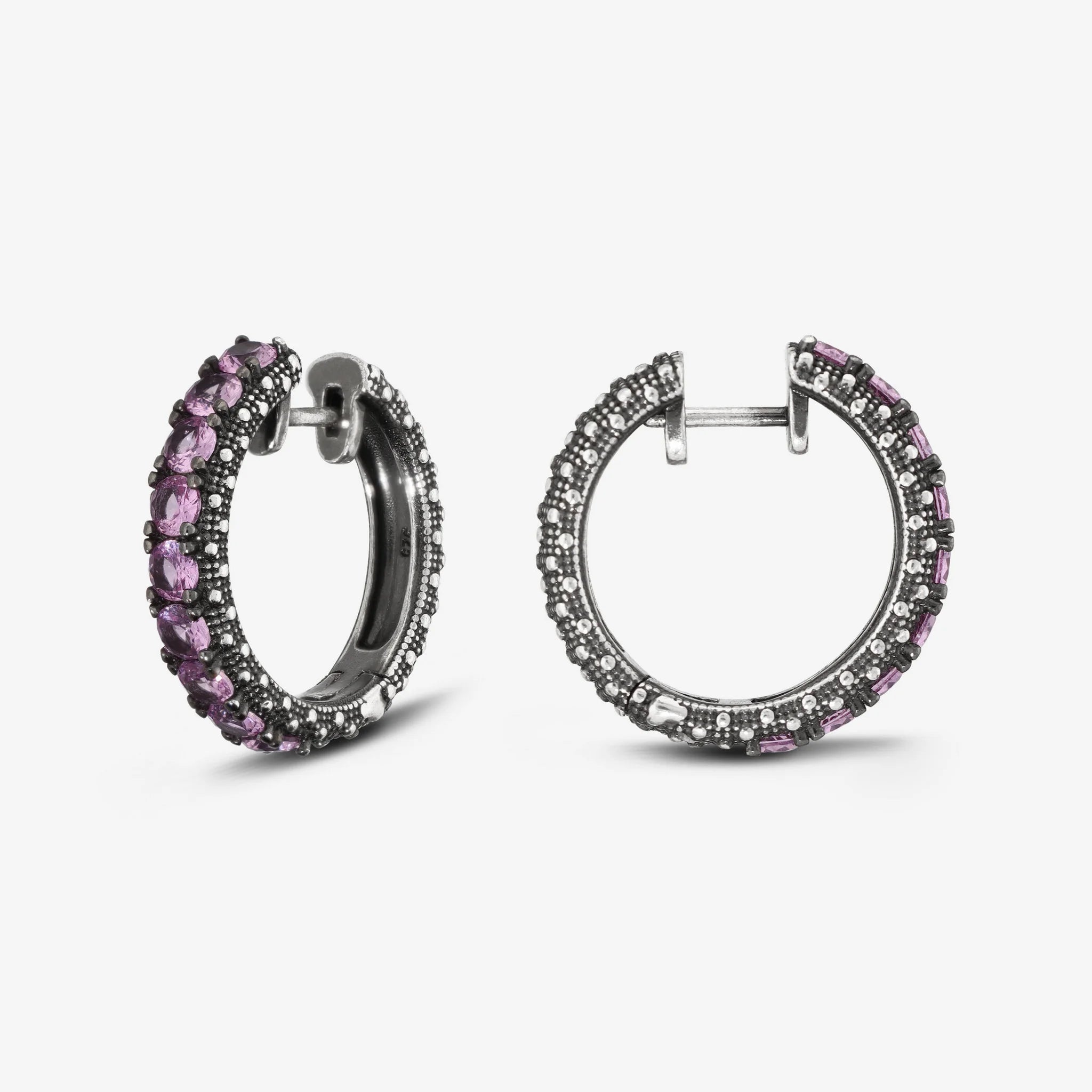 Orecchini a Cerchio Grandi Texture Riccio di Mare con Pietre