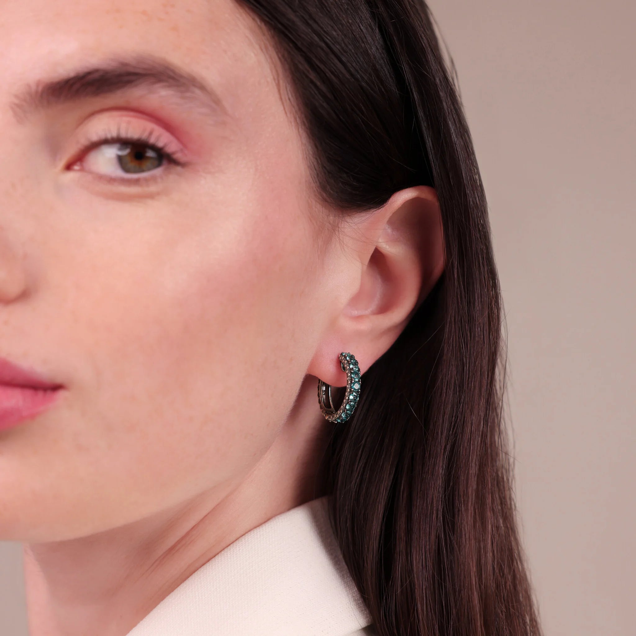 Orecchini a Cerchio Grandi Texture Riccio di Mare con Pietre