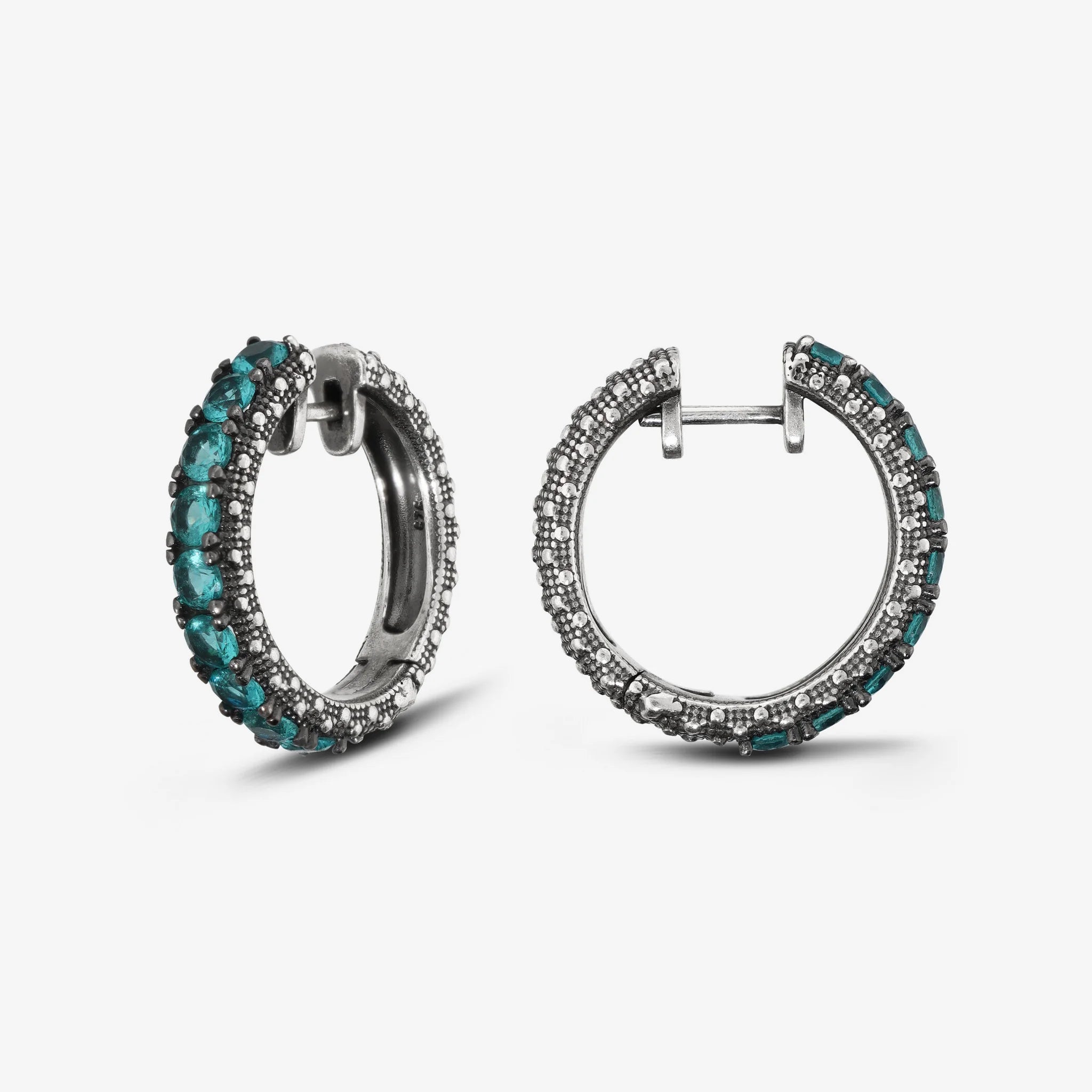 Orecchini a Cerchio Grandi Texture Riccio di Mare con Pietre