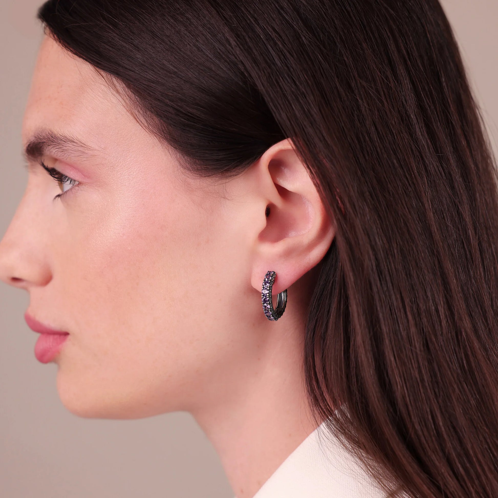 Orecchini a Cerchio Grandi Texture Riccio di Mare con Pietre