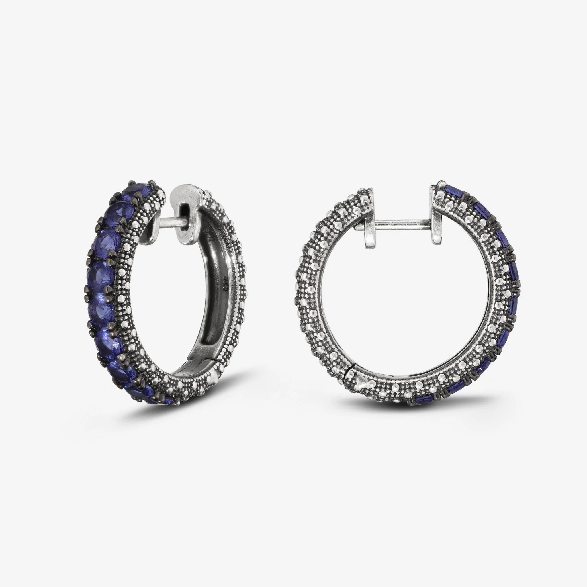 Orecchini a Cerchio Grandi Texture Riccio di Mare con Pietre