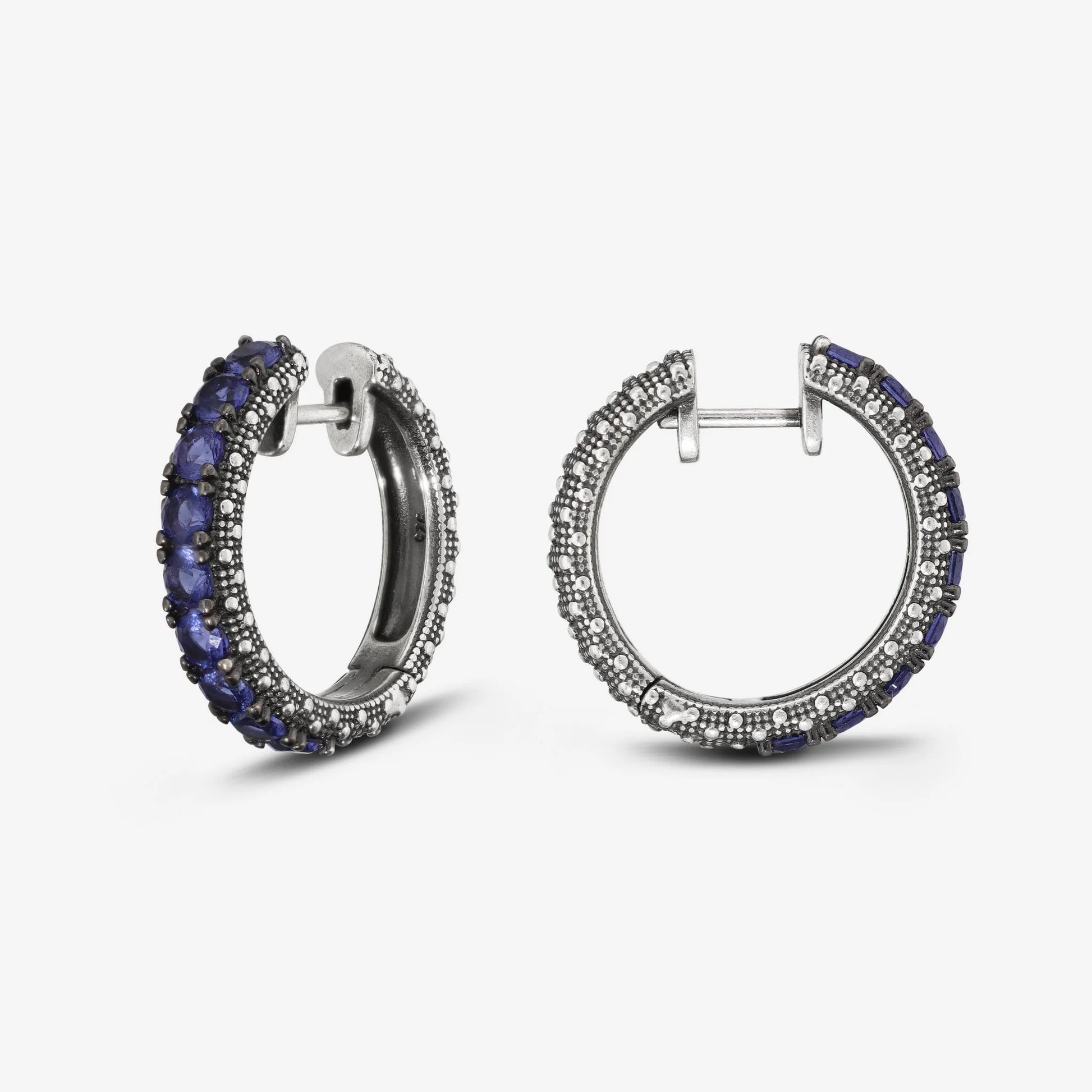 Orecchini a Cerchio Grandi Texture Riccio di Mare con Pietre