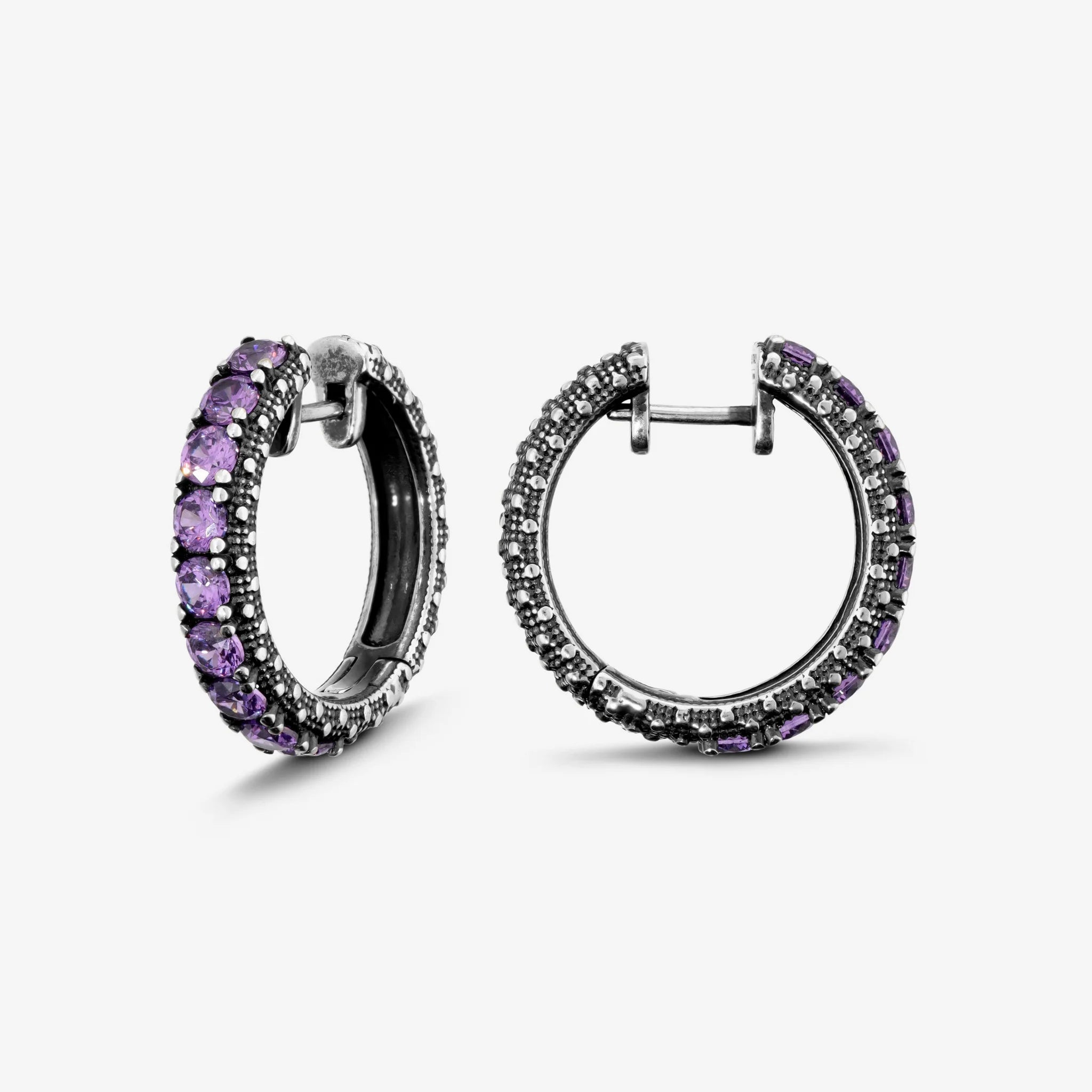 Orecchini a Cerchio Grandi Texture Riccio di Mare con Pietre