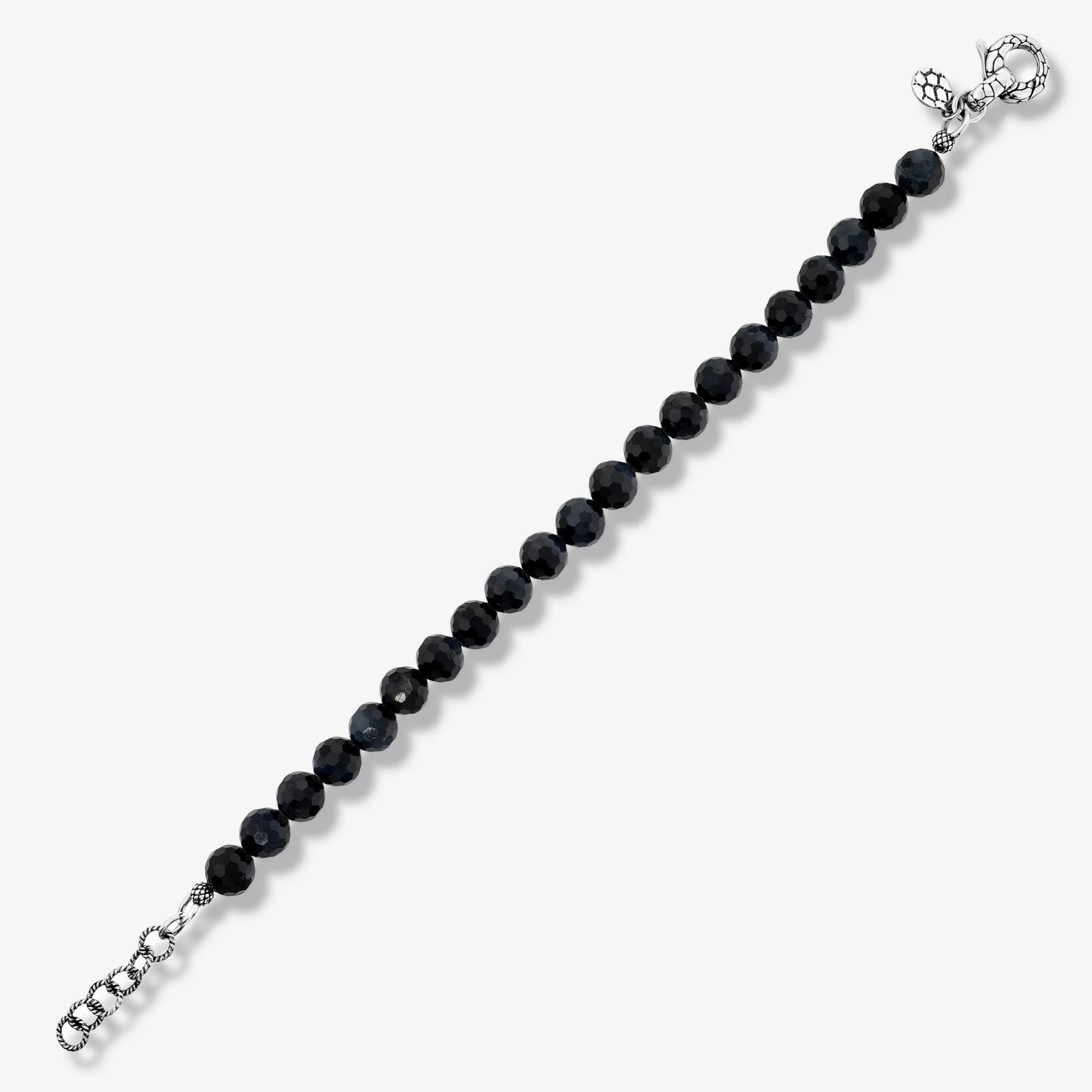 Bracciale con Sfere di Pietra Naturale Sfaccetate e Chiusura Texture in Argento 925