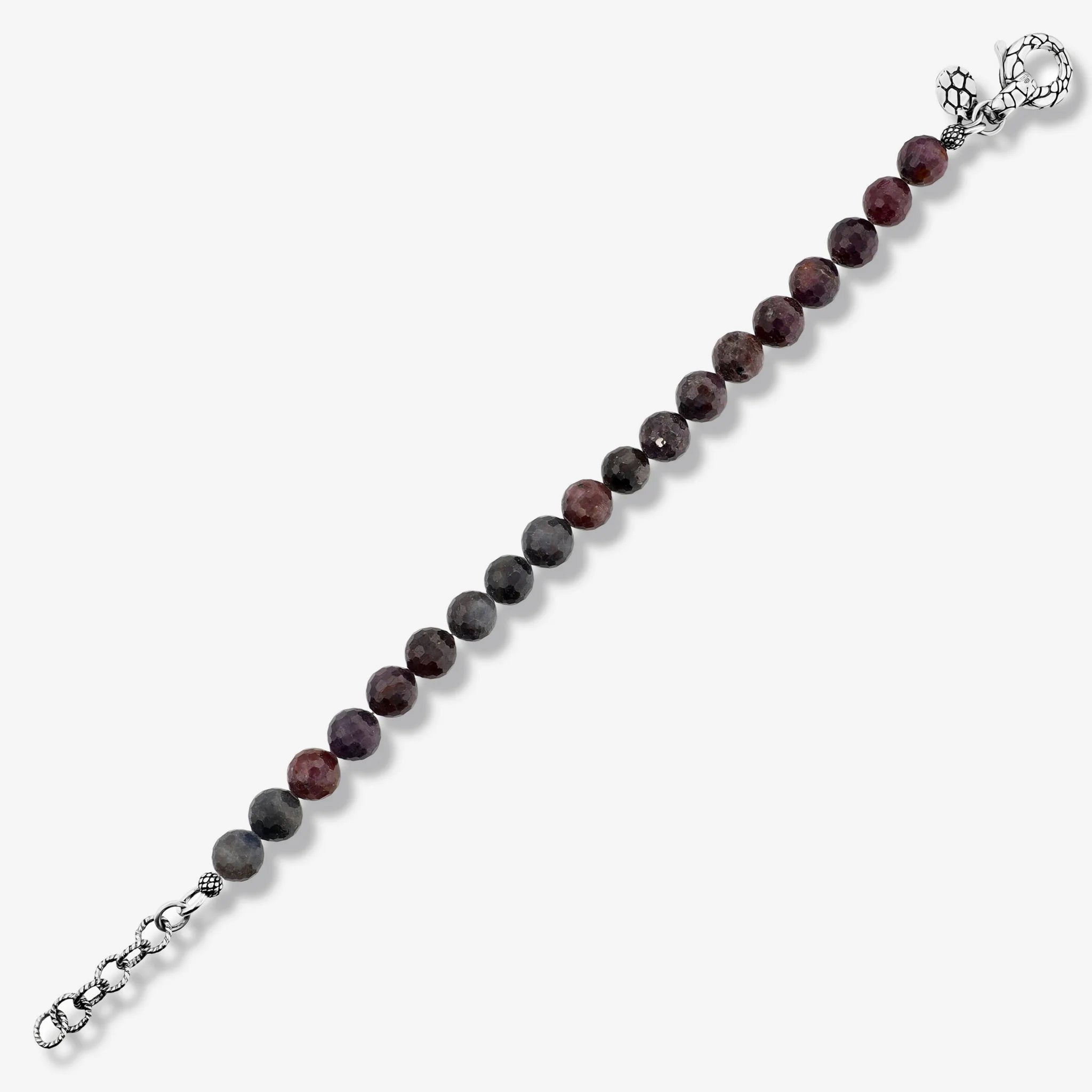 Bracciale con Sfere di Pietra Naturale Sfaccetate e Chiusura Texture in Argento 925