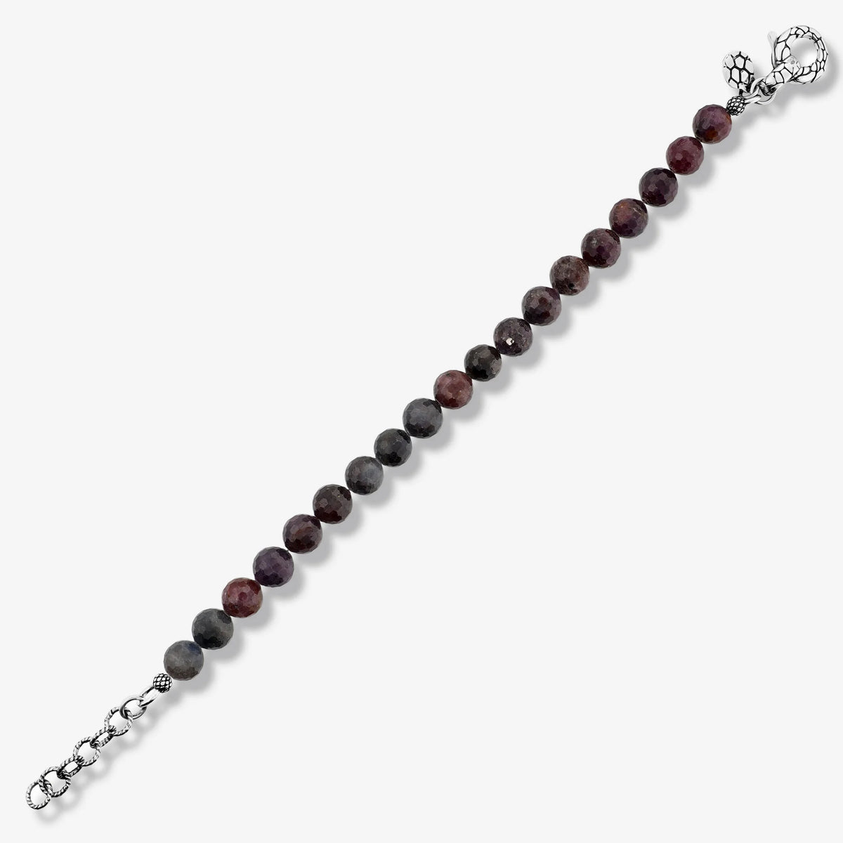 Bracciale con Sfere di Pietra Naturale Sfaccetate e Chiusura Texture in Argento 925