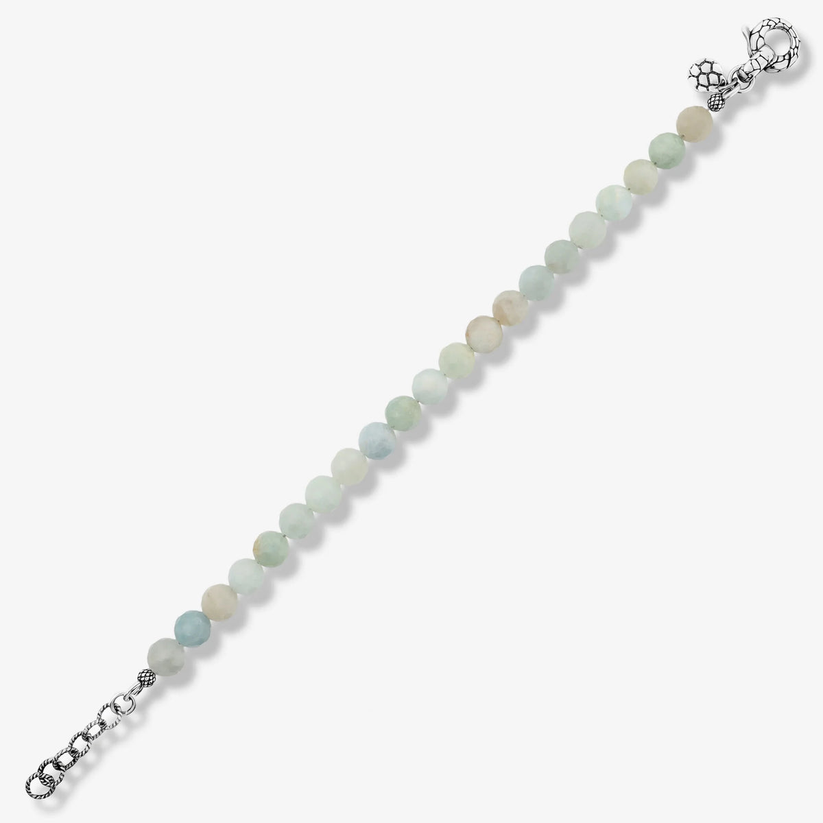 Bracciale con Sfere di Pietra Naturale Sfaccetate e Chiusura Texture in Argento 925
