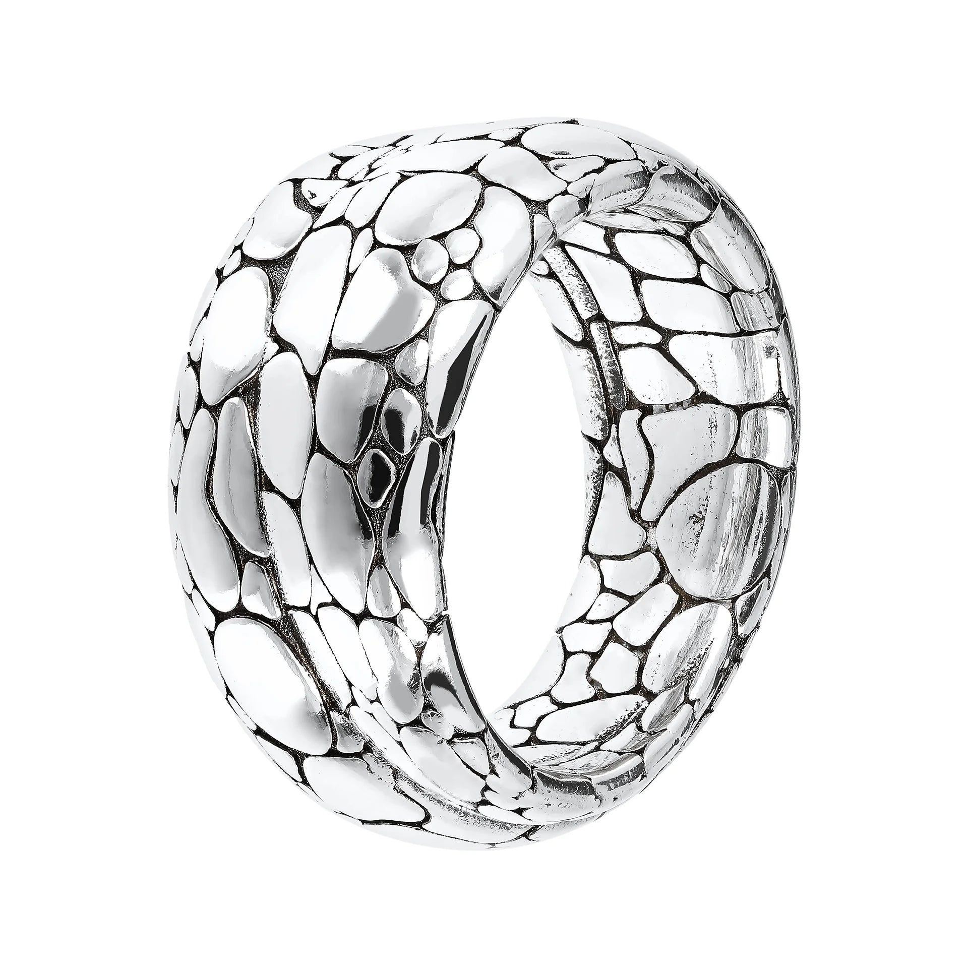 Anello a Fascia Classico Texture Serpente in Argento 925