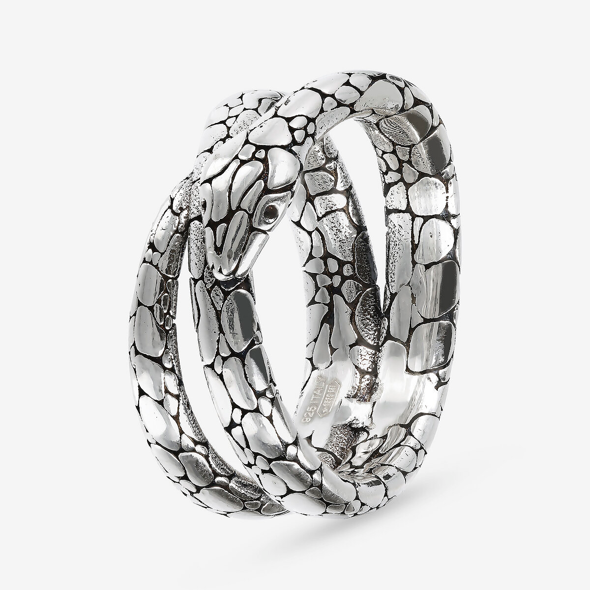 Bague texturée tissée avec serpent
