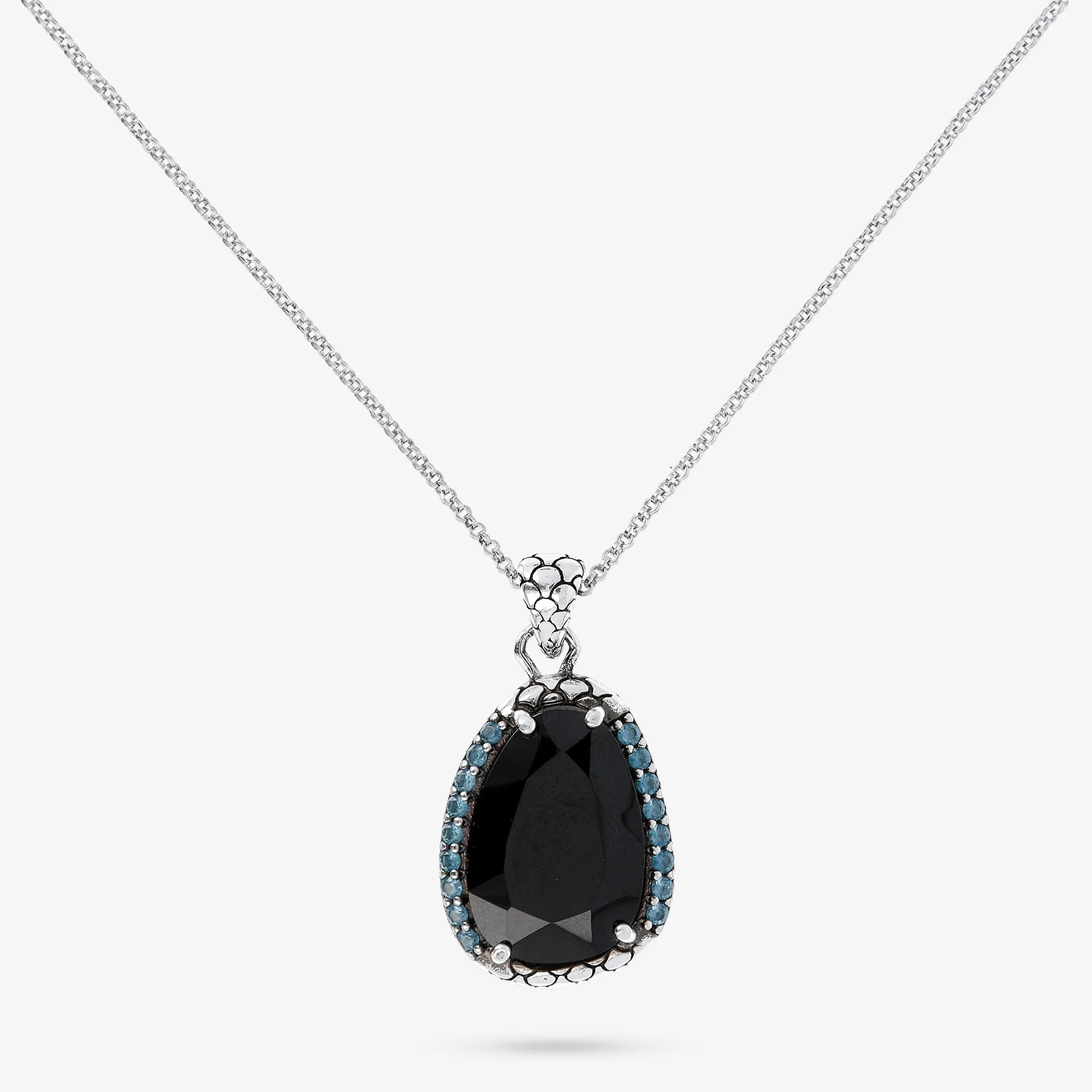 Collana in Argento 925 con Pendente in Spinello Nero e Prisma Gem