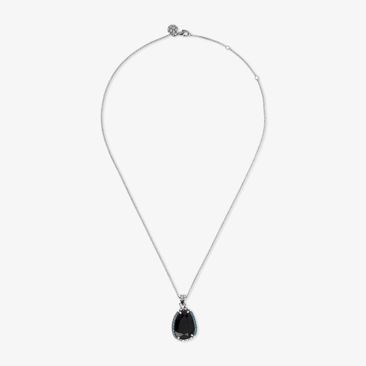 Necklace with Black Spinel and Pavé