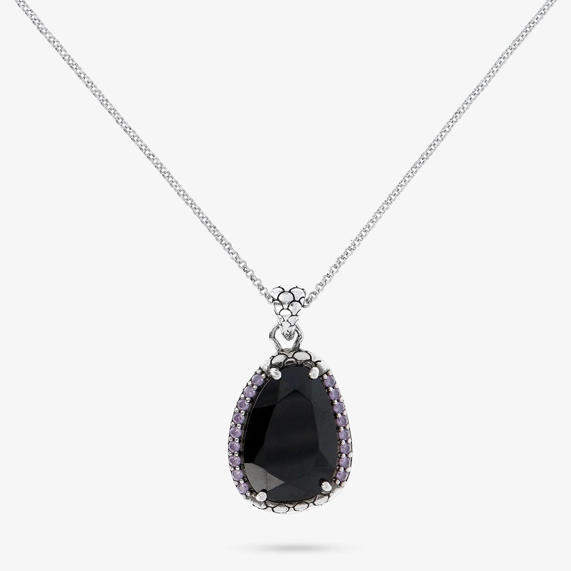 Collana in Argento 925 con Pendente in Spinello Nero e Prisma Gem