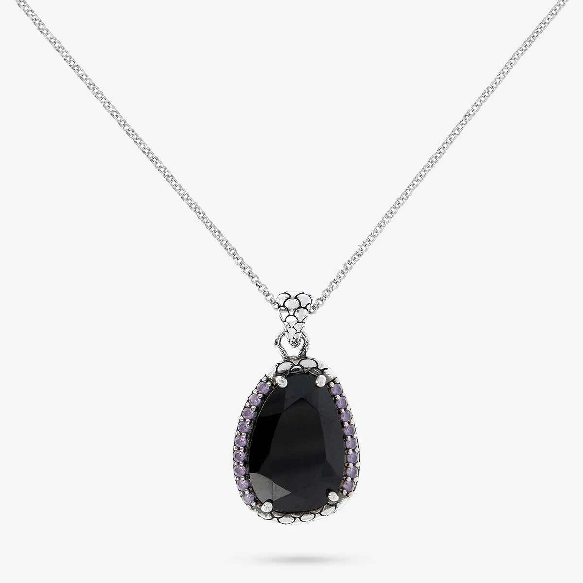 Necklace with Black Spinel and Pavé