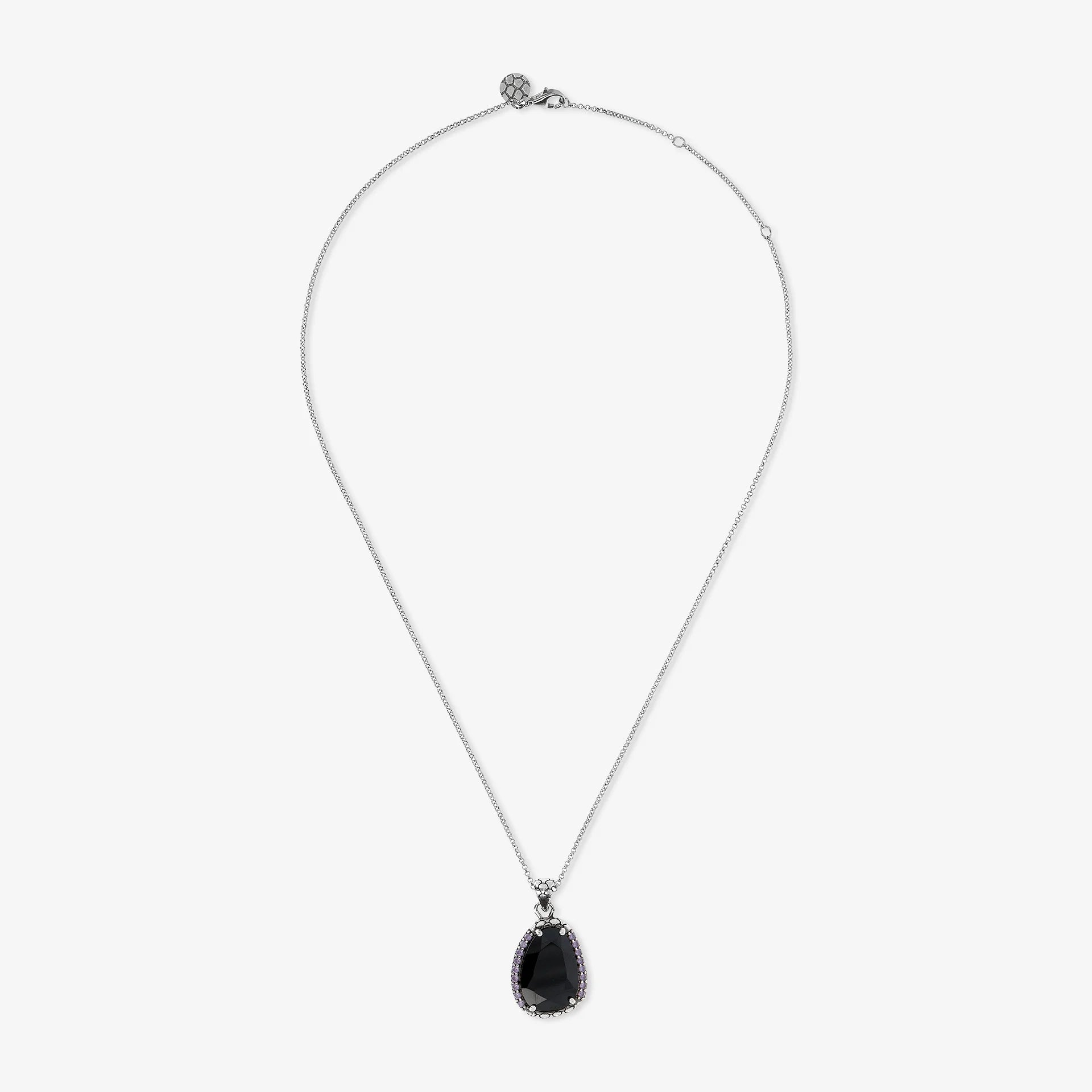 Collana in Argento 925 con Pendente in Spinello Nero e Prisma Gem