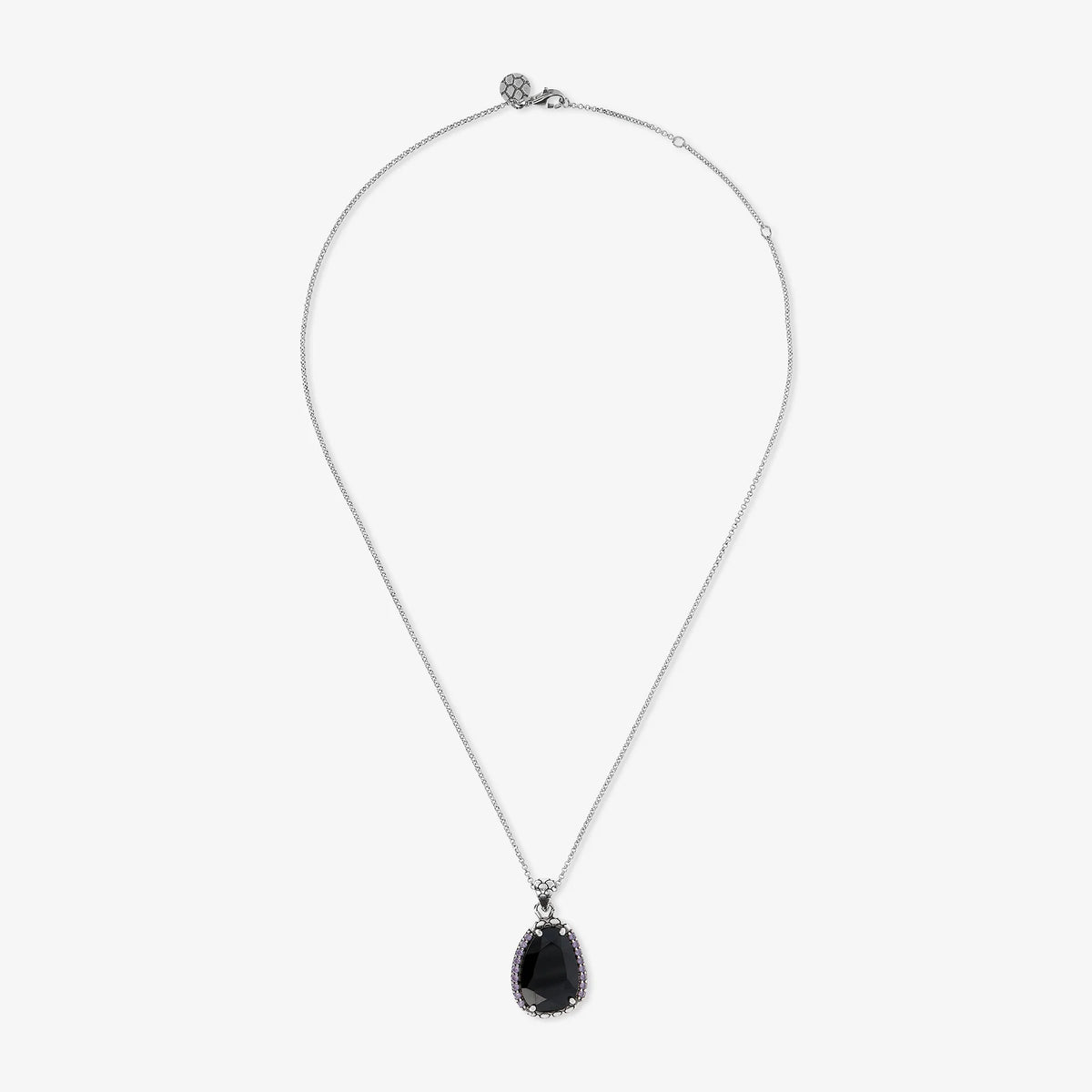 Necklace with Black Spinel and Pavé