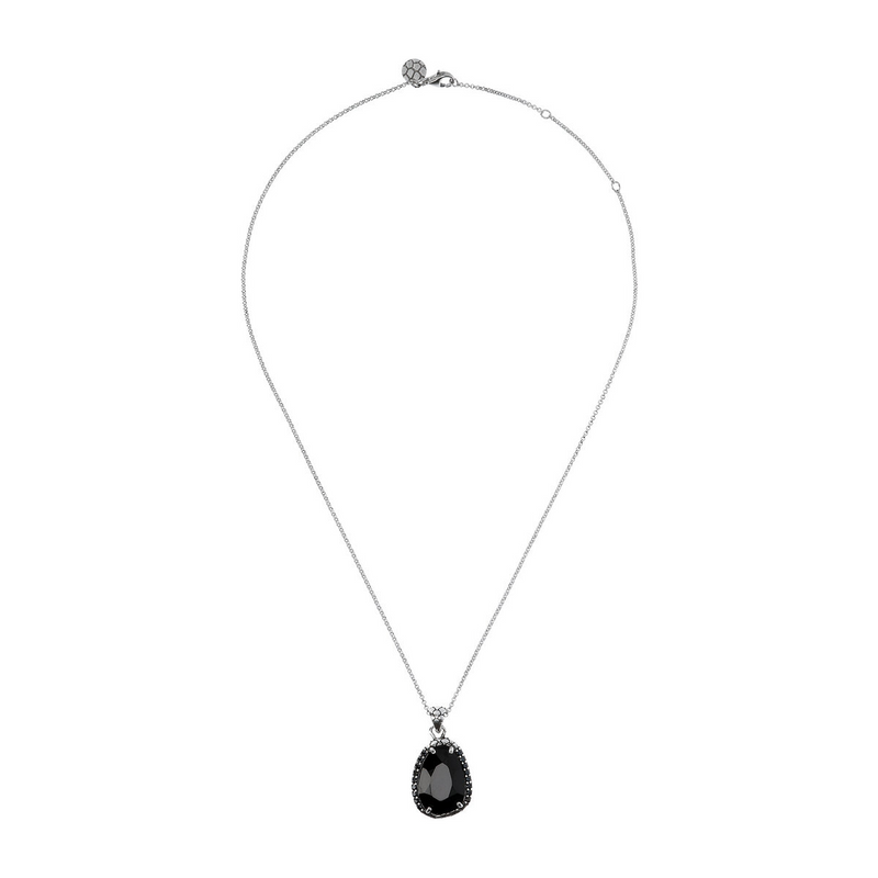 Necklace with Black Spinel and Pavé