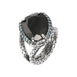 Meerjungfrau-Textur-Bandring mit schwarzem Spinell