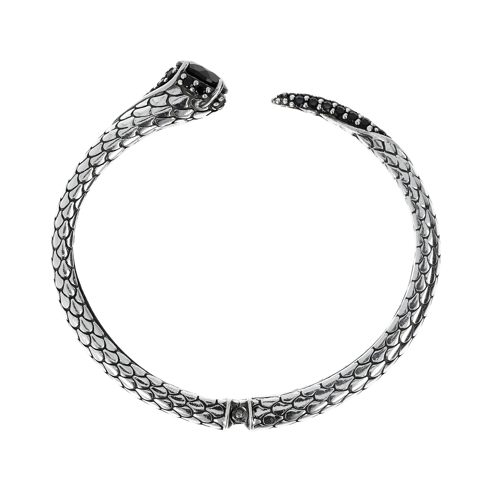 Mermaid Texture Rigid Bracelet with Faceted Natural Stone and Pavé