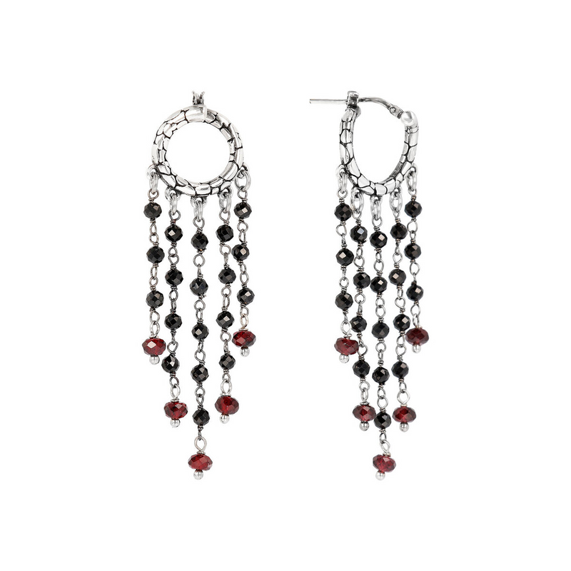 Chandelier Earrings with Black Spinel and Garnet