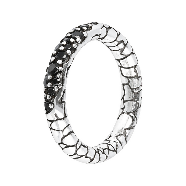 Ring mit Meerjungfrau-Struktur und Pavé aus Natursteinen