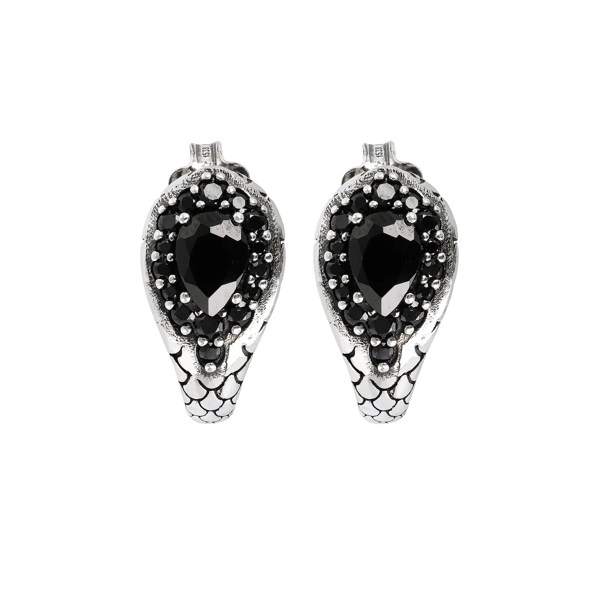 Boucles d'Oreilles Demi-Cercle avec Spinelle Noir