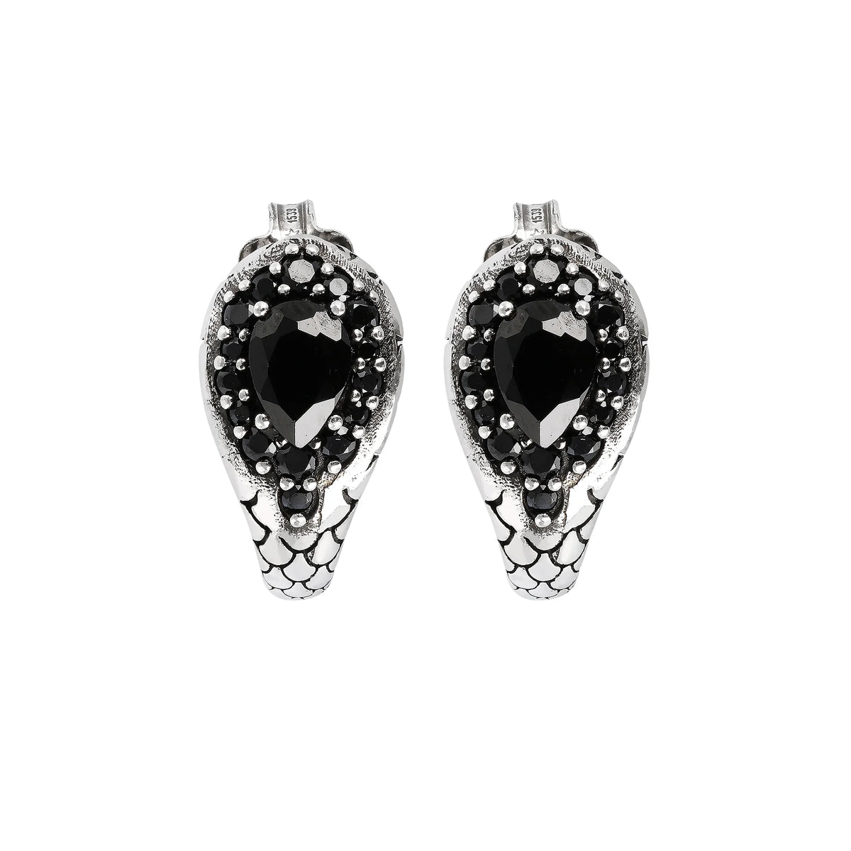 Boucles d'Oreilles Demi-Cercle avec Spinelle Noir