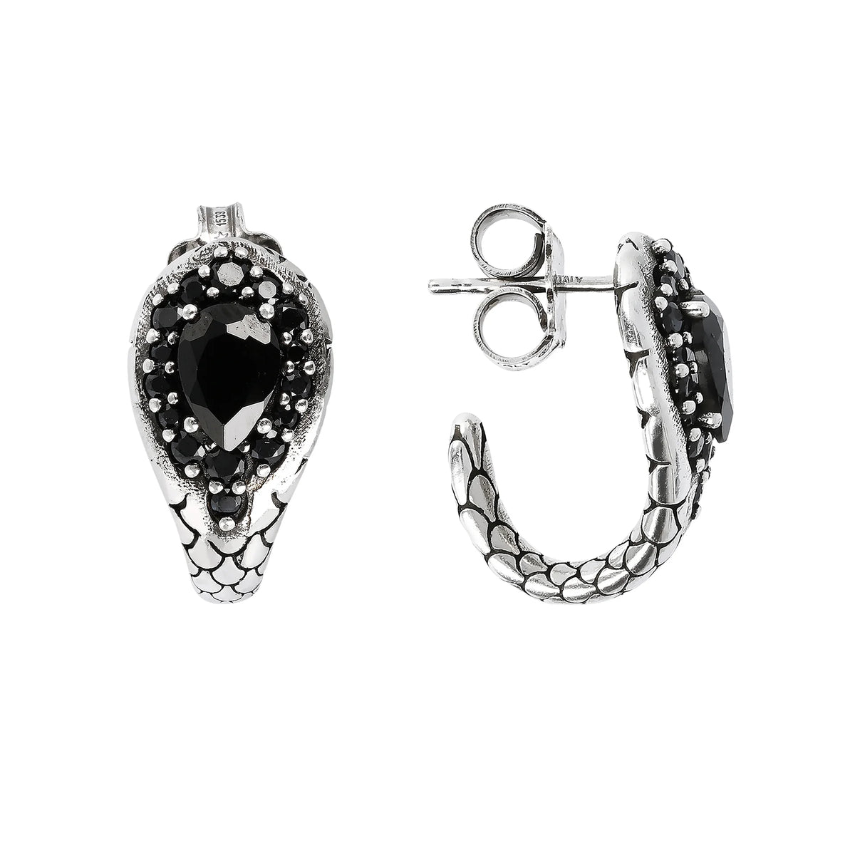 Boucles d'Oreilles Demi-Cercle avec Spinelle Noir