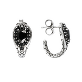 Semicircle Earrings with Black Spinel