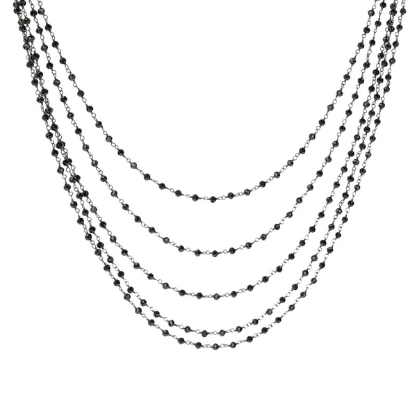 Mehrsträngige Halskette mit schwarzem Spinell