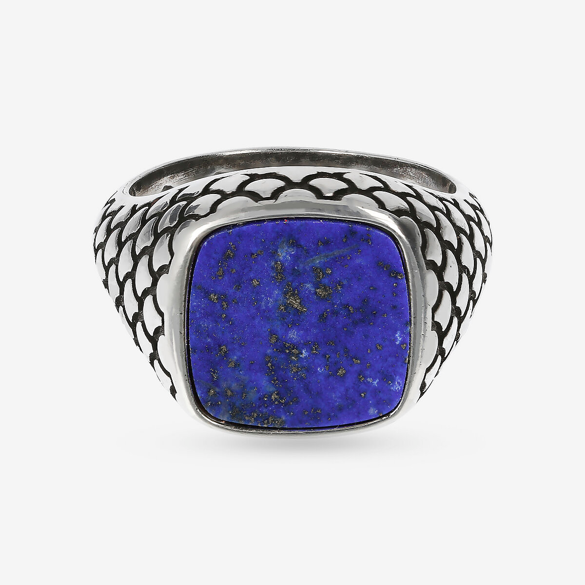 Anello Chevalier Texture Sirena con Pietra Naturale Quadrata in Argento 925