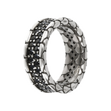 Ring mit Meerjungfrau-Textur und doppelter Reihe aus schwarzem Spinell