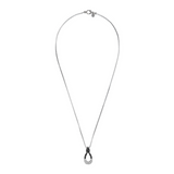 Long Venetian Chain Necklace with Mermaid Texture Drop Pendant with Black Spinel