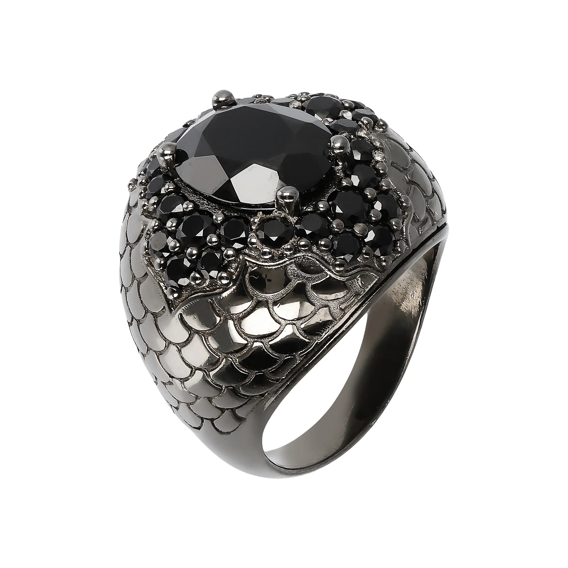 Anello Chevalier Graduato Texture Sirena con Spinello Nero