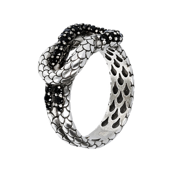 Ring mit Unendlichkeitszeichen und Pavé aus schwarzem Spinell