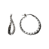Siren Texture Oval Drop Earrings with Black Spinel