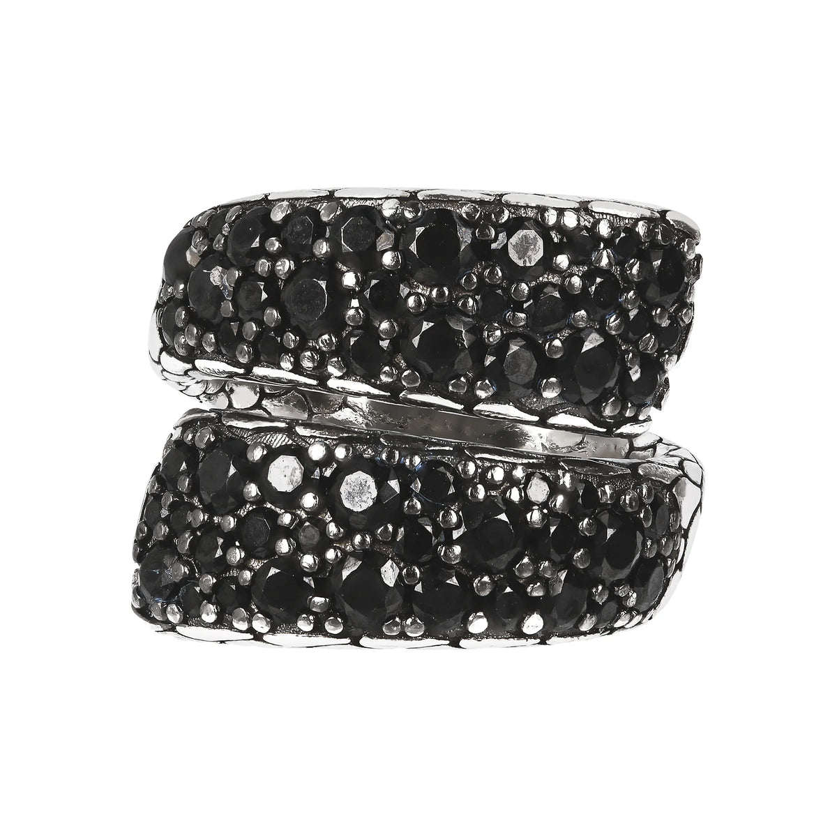Contrarié-Ring mit Pavé aus schwarzem Spinell