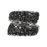 Mermaid Texture Contrarié Ring with Pavé in Black Spinel