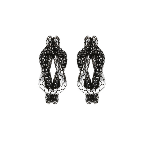 Braided Earrings with Black Spinel