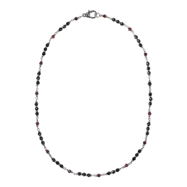 Halskette mit Spinell- und Granat-Natursteinen