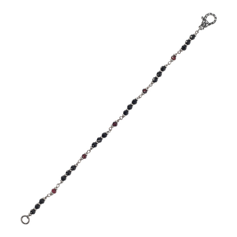 Bracelet with Silver Elements and Spinel and Garnet Natural Stones