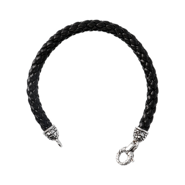 Braided Faux Leather Bracelet with Snake Texture Closure