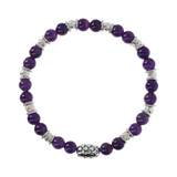 Bracelet élastique avec élément de texture de sirène et pierre naturelle d'améthyste violette
