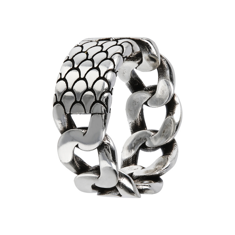 Ring with Grumetta Chain and Mermaid Texture