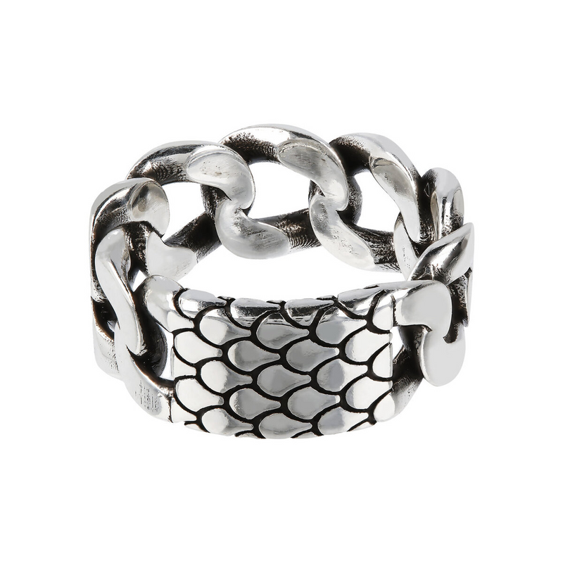 Ring with Grumetta Chain and Mermaid Texture