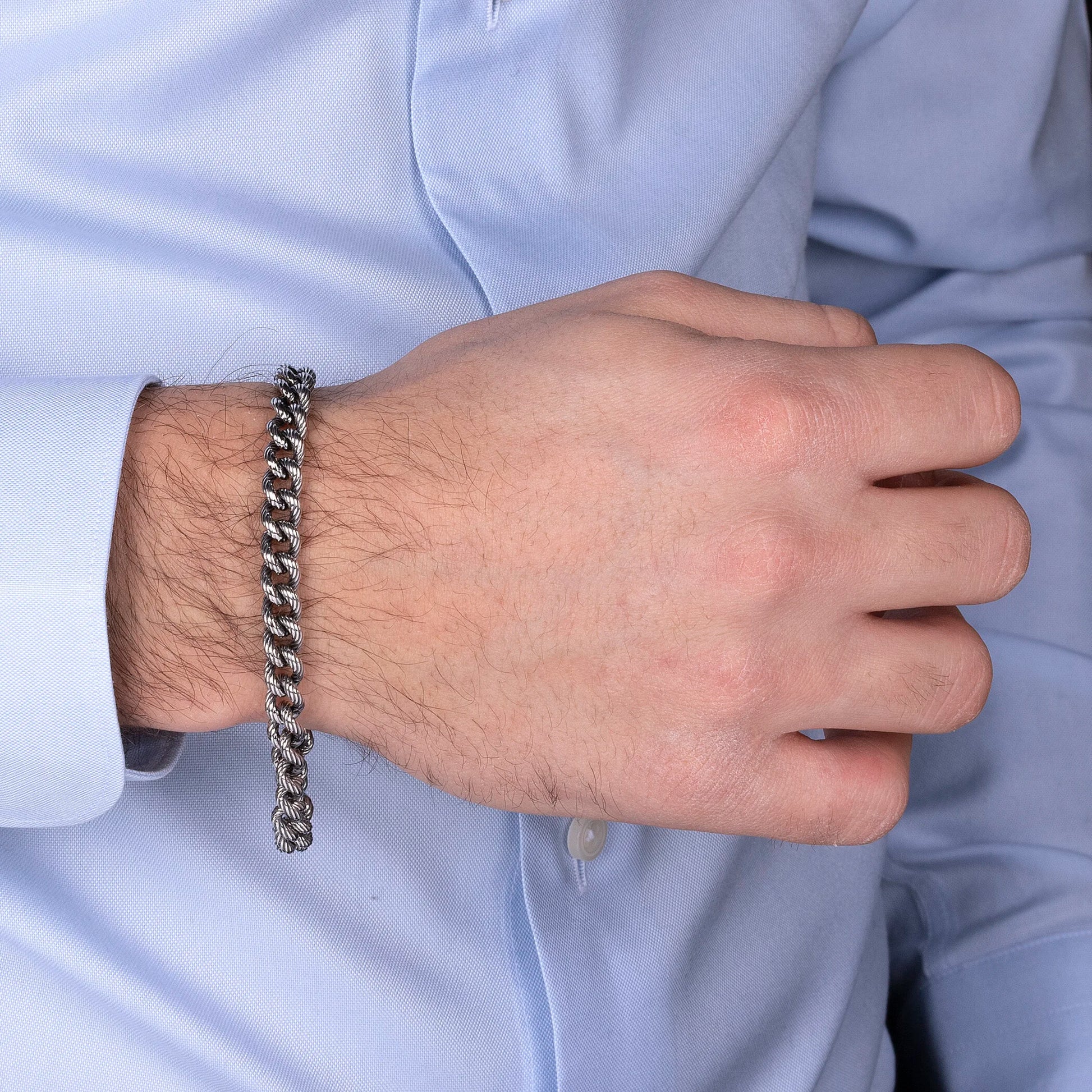 Bracciale con Catena Grumetta e Texture Rigata